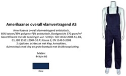 Amerikaanse overall vlamvertragend anti-statisch